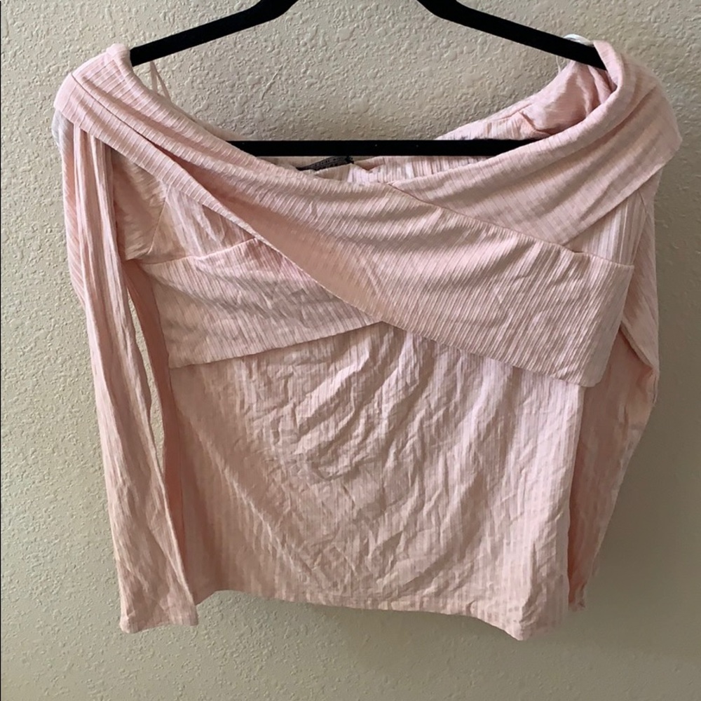 Pink wrap off the shoulder top
